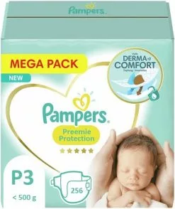 Pampers® Pampers Preemie Protection Maat P3 - 256 Luiers ( Let Op! Voor Vroeg Geboren Baby's)