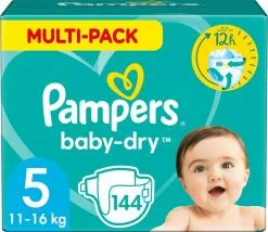 Pampers® Pampers Baby-Dry Luiers - Maat 5 (11-16 Kg) - 144 Stuks - Multi-Pack