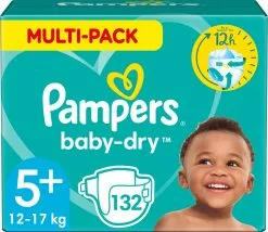 Pampers® Pampers Baby-Dry Luiers - Maat 5+ (12-17 Kg) - 132 Stuks - Multi-Pack