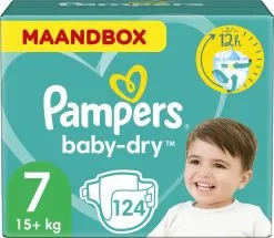 Pampers® Pampers Baby-Dry Luiers - Maat 7 (+15 Kg) - 124 Stuks - Maandbox