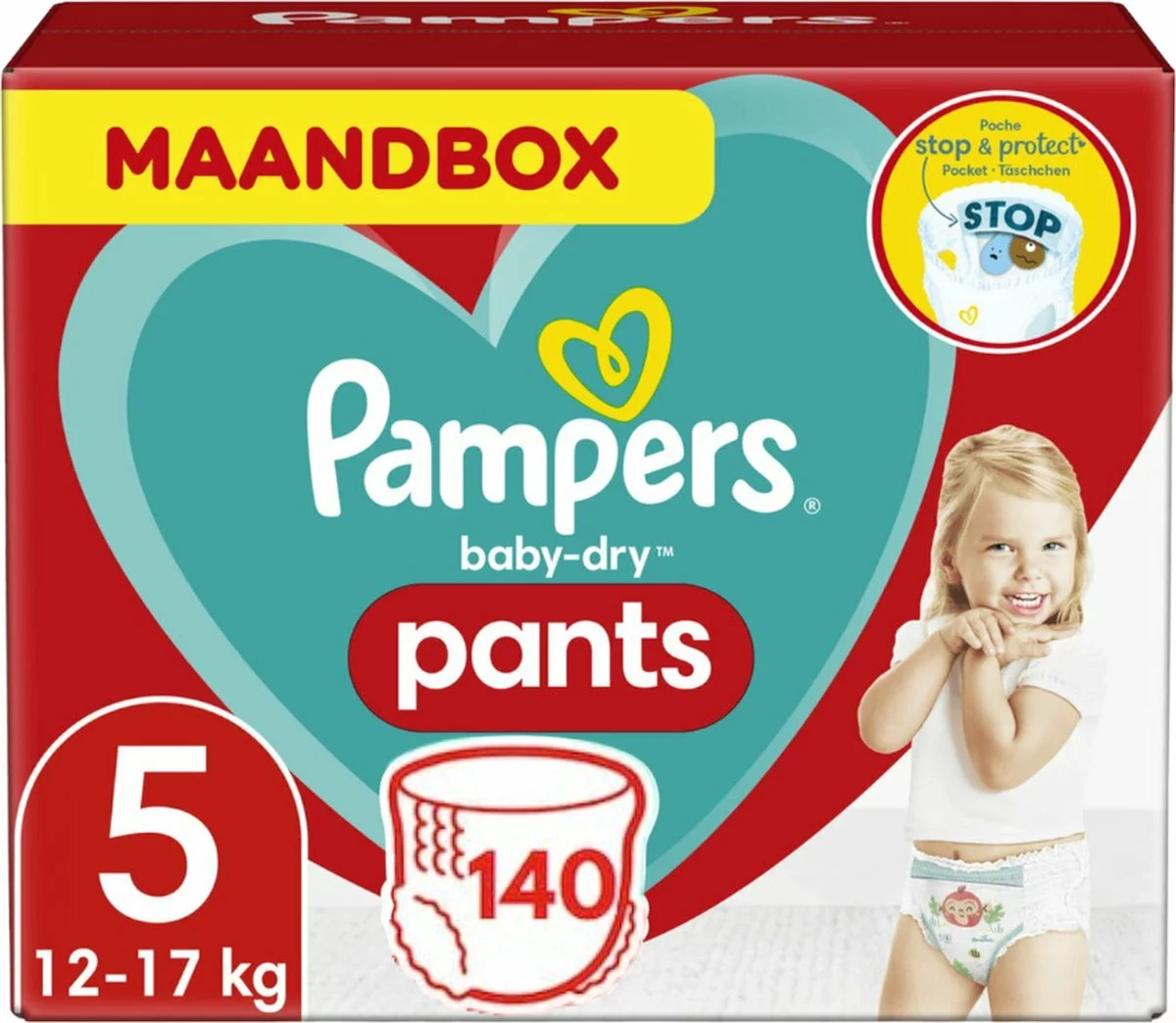 Pampers® Pampers Baby-Dry Pants Luierbroekjes - Maat 5 (12-17 Kg) - 140 Stuks - Maandbox 3 Pampers® Pampers Baby-Dry Pants Luierbroekjes - Maat 5 (12-17 Kg) - 140 Stuks - Maandbox