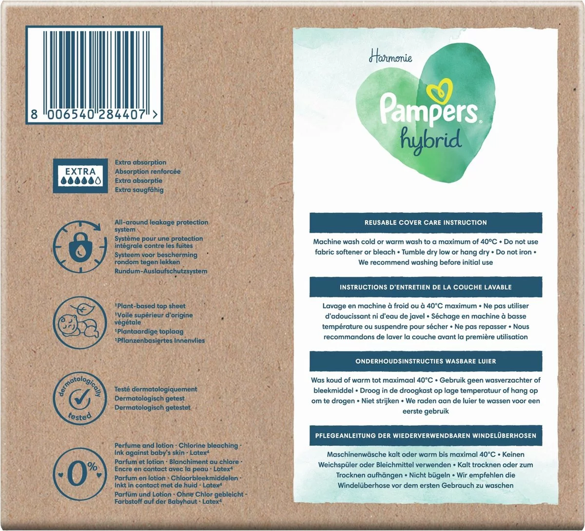 Pampers® Pampers Harmonie Hybrid - Wasbare Luier - 92 Absorberende Wegwerpbare Toplagen 11 Pampers® Pampers Harmonie Hybrid - Wasbare Luier - 92 Absorberende Wegwerpbare Toplagen - Afbeelding 9