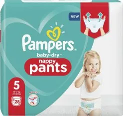 Pampers® Pampers Baby Dry Pants Maat 5 - 28 Luierbroekjes -Pampers Katoenen luiers Verkoopwinkel 1200x1126
