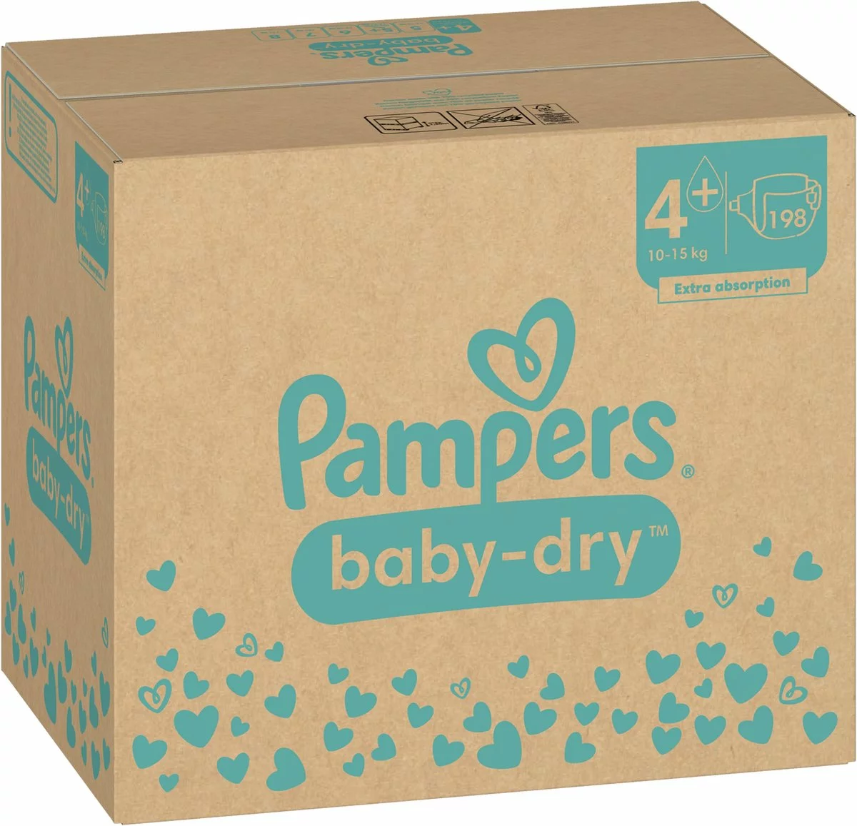 Pampers® Pampers Baby-Dry - Maat 4+ (10kg - 15kg) - 198 Luiers - Maandbox 16 Pampers® Pampers Baby-Dry - Maat 4+ (10kg - 15kg) - 198 Luiers - Maandbox - Afbeelding 14