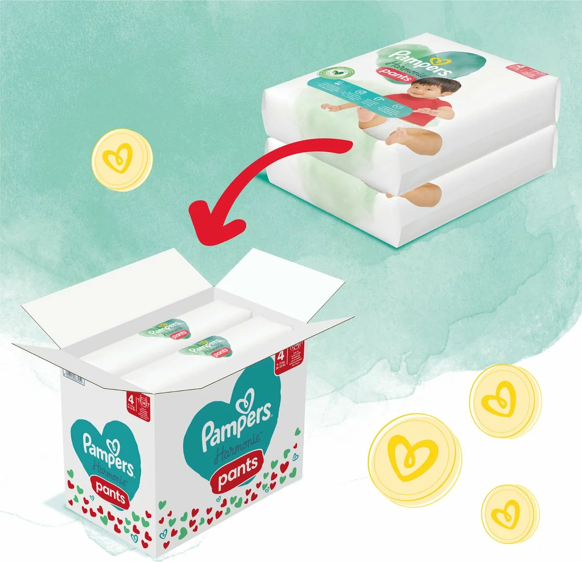 Pampers® Pampers Harmonie Pants Maat 4 - 168 Luierbroekjes - 9kg Tot 15kg - Maandbox 4 Pampers® Pampers Harmonie Pants Maat 4 - 168 Luierbroekjes - 9kg Tot 15kg - Maandbox - Afbeelding 2