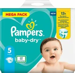 Pampers® Pampers Baby-Dry Luiers - Maat 5 (11-16kg) - 76 Stuks - Voordeelverpakking -Pampers Katoenen luiers Verkoopwinkel 1200x1167
