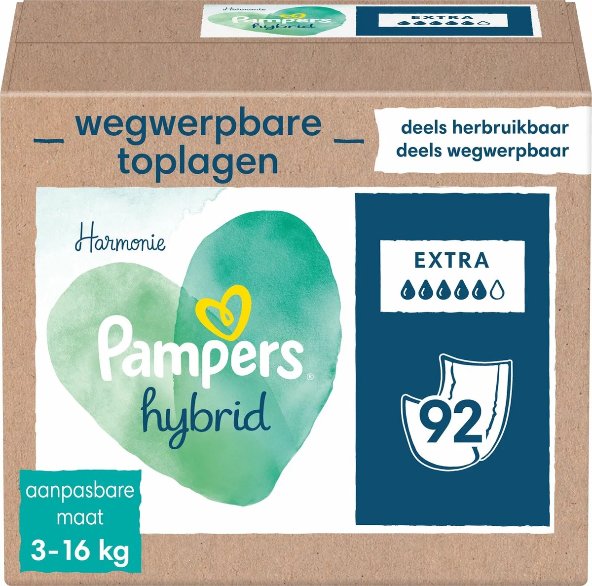 Pampers® Pampers Harmonie Hybrid - Wasbare Luier - 92 Absorberende Wegwerpbare Toplagen 3 Pampers® Pampers Harmonie Hybrid - Wasbare Luier - 92 Absorberende Wegwerpbare Toplagen