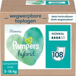 Pampers® Pampers Harmonie Hybrid - Wasbare Luier - 108 Absorberende Wegwerpbare Toplagen
