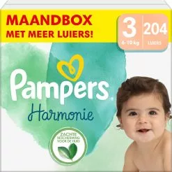 Pampers® Pampers Harmonie Luiers - Maat 3 (6-10kg) - 204 Luiers - Maandbox