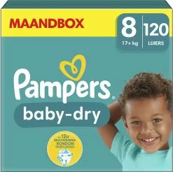 Pampers® Pampers Baby-Dry - Maat 8 (17kg+) - 120 Luiers - Maandbox -Pampers Katoenen luiers Verkoopwinkel 1200x1196 14