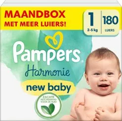 Pampers® Pampers Harmonie Luiers - Maat 1 (2-5kg) - 180 Luiers - Maandbox
