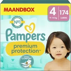 Pampers® Pampers Premium Protection - Maat 4 (9kg - 14kg) - 174 Luiers - Maandbox -Pampers Katoenen luiers Verkoopwinkel 1200x1196 9