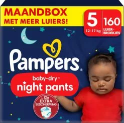 Pampers® Pampers Baby-Dry Night Pants - Maat 5 (12kg - 17kg) - 160 Luierbroekjes Maandbox