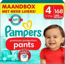 Pampers® Pampers Premium Protection Pants - Maat 4 (9kg - 15kg) - 168 Luiers