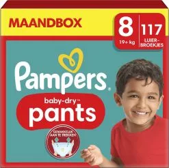 Pampers® Pampers Baby-Dry Pants - Maat 8 (19kg+) - 117 Luierbroekjes - Maandbox -Pampers Katoenen luiers Verkoopwinkel 1200x1197 5