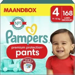 Pampers® Pampers Premium Protection Pants - Maat 4 (9kg - 15kg) - 168 Luiers -Pampers Katoenen luiers Verkoopwinkel 1200x1198 1