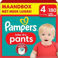 Pampers® Pampers Baby-Dry Pants - Maat 4 (9-15kg) - 180 Luierbroekjes - Maandbox
