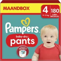 Pampers® Pampers Baby-Dry Pants - Maat 4 (9-15kg) - 180 Luierbroekjes - Maandbox -Pampers Katoenen luiers Verkoopwinkel 1200x1198 102