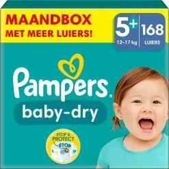 Pampers® Pampers Baby-Dry - Maat 5+ (12kg - 17kg) - 168 Luiers - Maandbox
