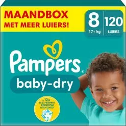 Pampers® Pampers Baby-Dry - Maat 8 (17kg+) - 120 Luiers - Maandbox