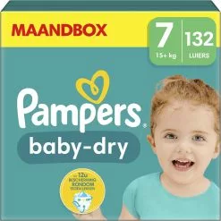 Pampers® Pampers Baby-Dry - Maat 7 (15kg+) - 132 Luiers - Maandbox -Pampers Katoenen luiers Verkoopwinkel 1200x1198 35