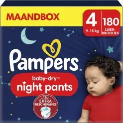 Pampers® Pampers Baby-Dry Night Pants - Maat 4 (9kg - 15kg) - 180 Luierbroekjes Maandbox 23 Pampers® Pampers Baby-Dry Night Pants - Maat 4 (9kg - 15kg) - 180 Luierbroekjes Maandbox -Pampers Katoenen luiers Verkoopwinkel 1200x1198 50