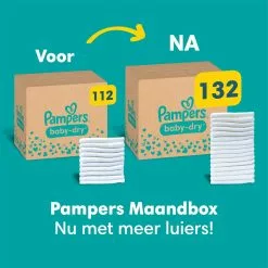 Pampers® Pampers Baby-Dry - Maat 7 (15kg+) - 132 Luiers - Maandbox -Pampers Katoenen luiers Verkoopwinkel 1200x1200 110