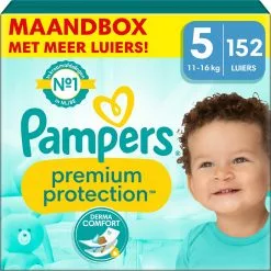 Pampers® Pampers Premium Protection - Maat 5 (11kg - 16kg) - 152 Luiers - Maandbox
