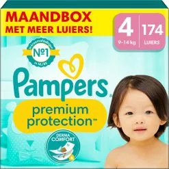 Pampers® Pampers Premium Protection - Maat 4 (9kg - 14kg) - 174 Luiers - Maandbox