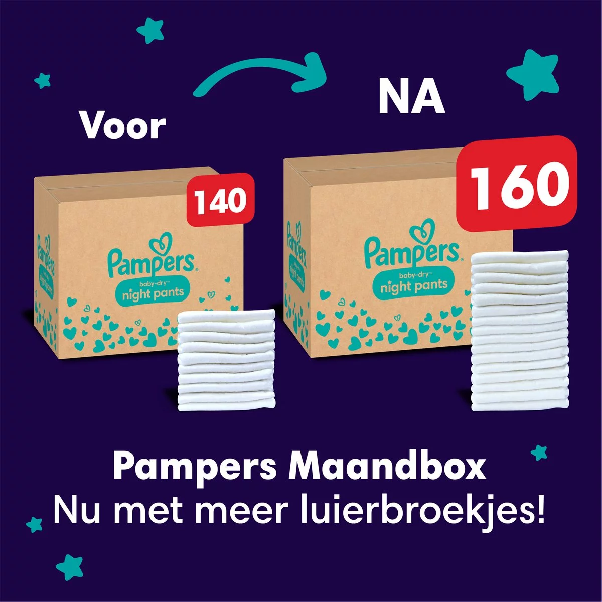 Pampers® Pampers Baby-Dry Night Pants - Maat 5 (12kg - 17kg) - 160 Luierbroekjes Maandbox 4 Pampers® Pampers Baby-Dry Night Pants - Maat 5 (12kg - 17kg) - 160 Luierbroekjes Maandbox - Afbeelding 2