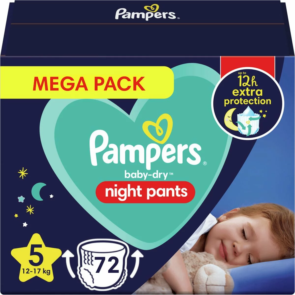 Pampers® Pampers - Night Pants - Maat 5 - Mega Pack - 72 Luierbroekjes 3 Pampers® Pampers - Night Pants - Maat 5 - Mega Pack - 72 Luierbroekjes