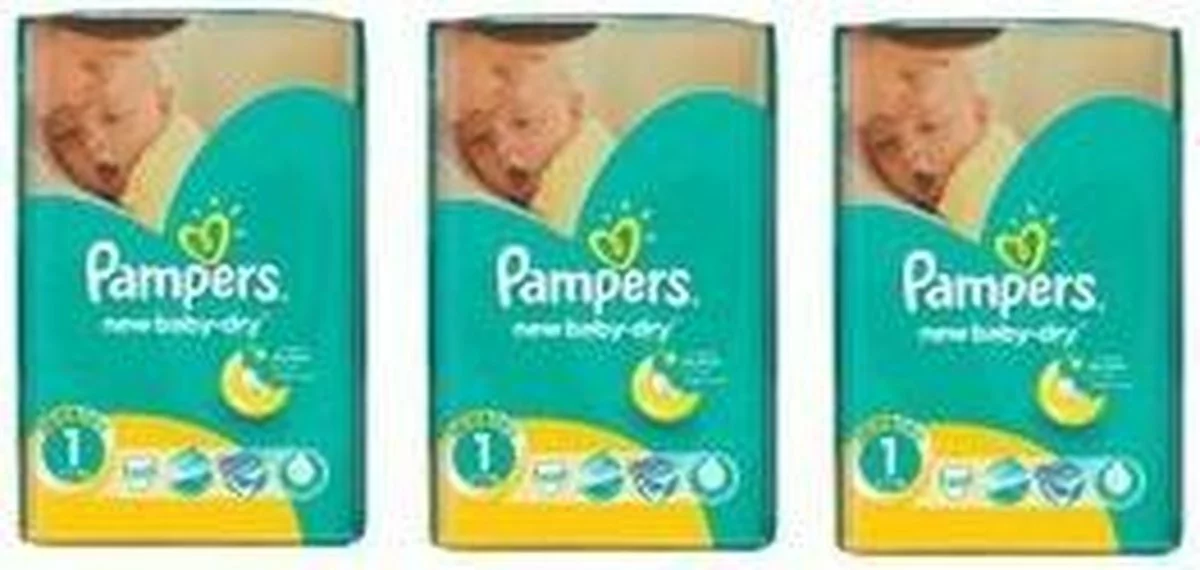 Pampers® Pampers New Baby Dry - Maat 1 (New Born) 2-5 Kg - Jumbo Box 3x43 Luiers - 129 Stuks 3 Pampers® Pampers New Baby Dry - Maat 1 (New Born) 2-5 Kg - Jumbo Box 3x43 Luiers - 129 Stuks