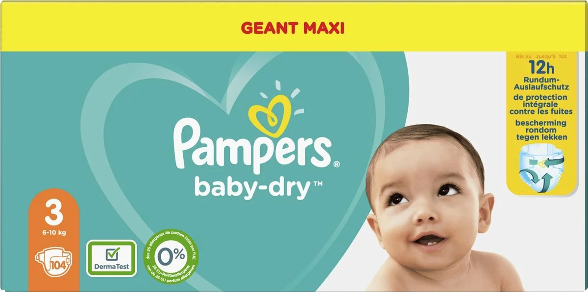 Pampers® Pampers - Baby Dry - Maat 3 - Mega Pack - 104 Luiers 16 Pampers® Pampers - Baby Dry - Maat 3 - Mega Pack - 104 Luiers - Afbeelding 14