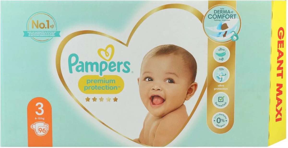 Pampers® Pampers Premium Protection Luiers - Maat 3 (6 - 10kg) - 96 Stuks 3 Pampers® Pampers Premium Protection Luiers - Maat 3 (6 - 10kg) - 96 Stuks