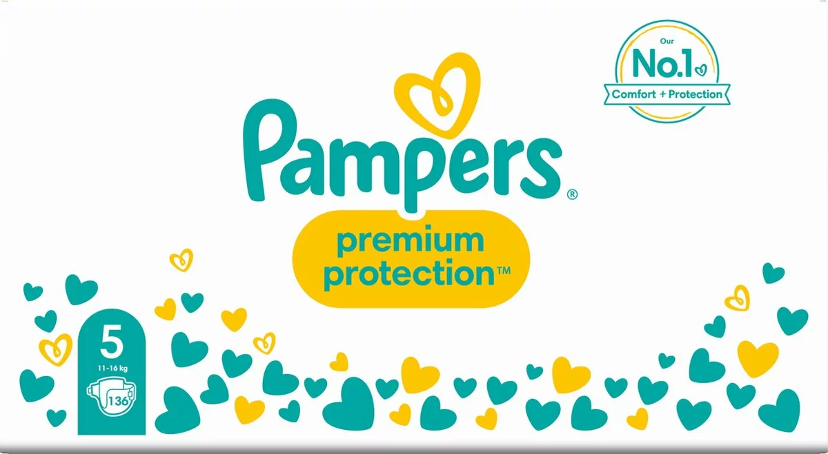 Pampers® Pampers Premium Protection Luiers - Maat 5 (11-16 Kg) - 136 Stuks - Multi-Pack 11 Pampers® Pampers Premium Protection Luiers - Maat 5 (11-16 Kg) - 136 Stuks - Multi-Pack - Afbeelding 9