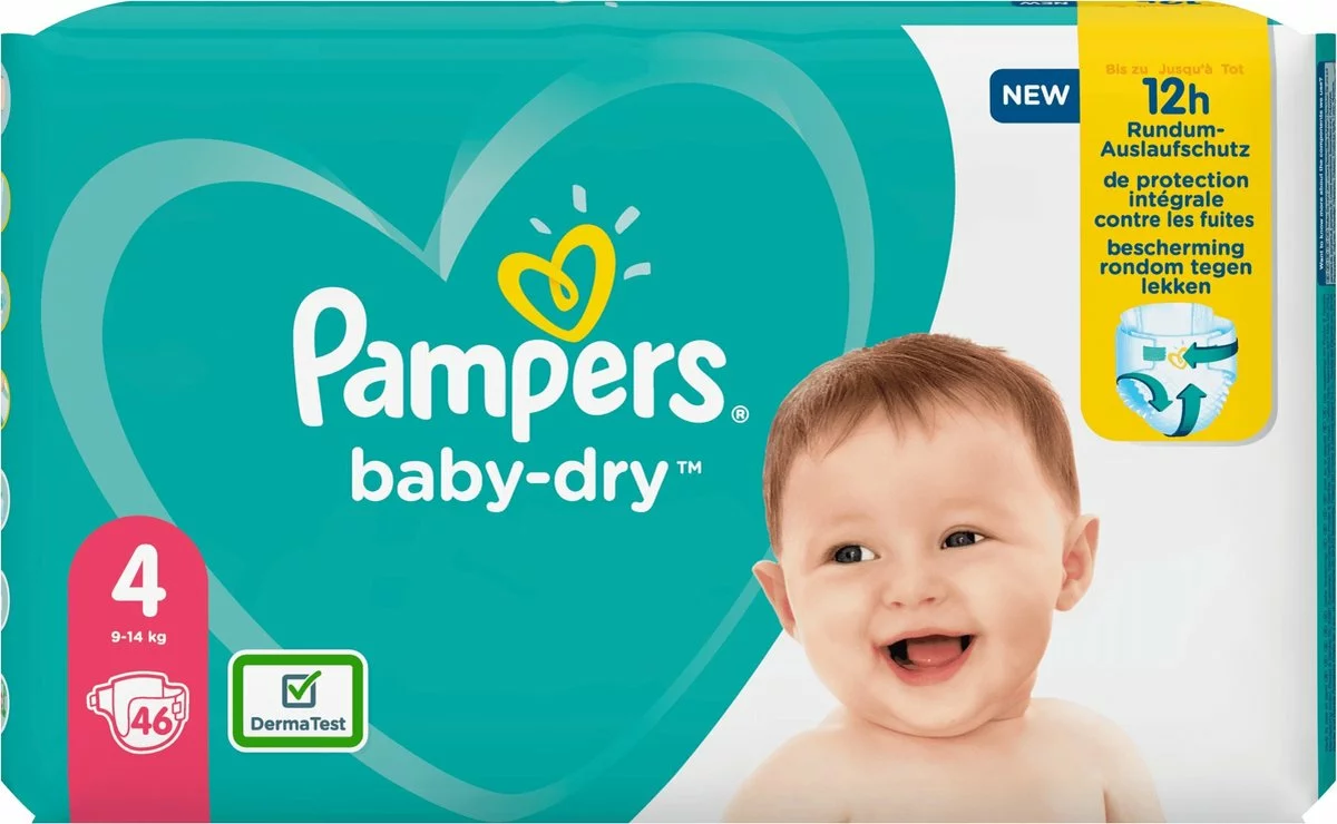 Pampers® Pampers Baby-Dry Maat 4, 46 Luiers, Tot 12 Uur Bescherming, 9-14kg 3 Pampers® Pampers Baby-Dry Maat 4, 46 Luiers, Tot 12 Uur Bescherming, 9-14kg