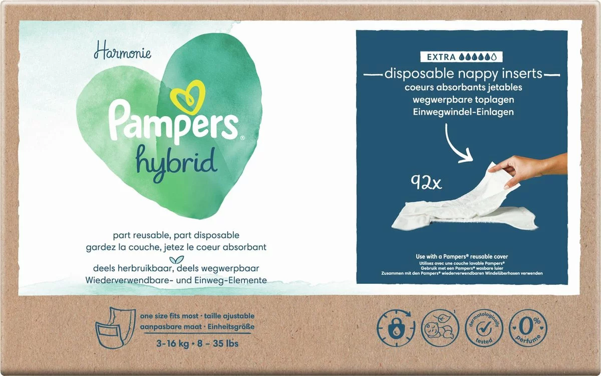 Pampers® Pampers Harmonie Hybrid - Wasbare Luier - 92 Absorberende Wegwerpbare Toplagen 10 Pampers® Pampers Harmonie Hybrid - Wasbare Luier - 92 Absorberende Wegwerpbare Toplagen - Afbeelding 8