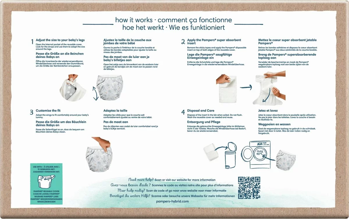 Pampers® Pampers Harmonie Hybrid - Wasbare Luier - 92 Absorberende Wegwerpbare Toplagen 9 Pampers® Pampers Harmonie Hybrid - Wasbare Luier - 92 Absorberende Wegwerpbare Toplagen - Afbeelding 7