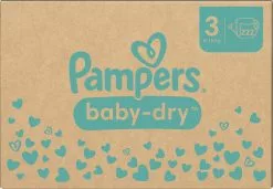 Pampers® Pampers Baby-Dry - Maat 3 (6kg - 10kg) - 222 Luiers - Maandbox -Pampers Katoenen luiers Verkoopwinkel 1200x832
