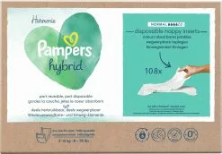 Pampers® Pampers Harmonie Hybrid - Wasbare Luier - 108 Absorberende Wegwerpbare Toplagen -Pampers Katoenen luiers Verkoopwinkel 1200x838