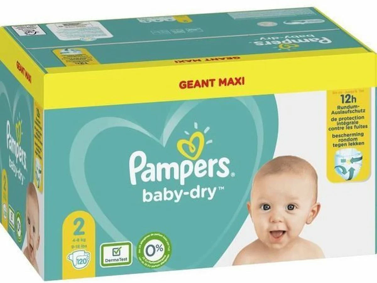 Pampers® Pampers Baby-Dry Luiers - Maat 2 (4-8kg) - 120 Stuks - Voordeelverpakking 5 Pampers® Pampers Baby-Dry Luiers - Maat 2 (4-8kg) - 120 Stuks - Voordeelverpakking - Afbeelding 3