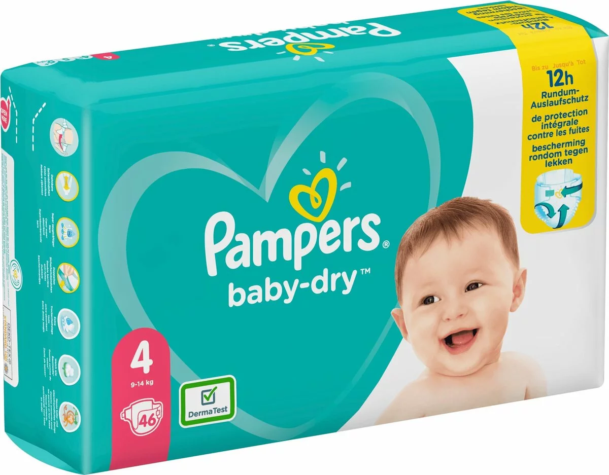 Pampers® Pampers Baby-Dry Maat 4, 46 Luiers, Tot 12 Uur Bescherming, 9-14kg 13 Pampers® Pampers Baby-Dry Maat 4, 46 Luiers, Tot 12 Uur Bescherming, 9-14kg - Afbeelding 11