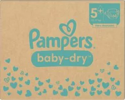 Pampers® Pampers Baby-Dry - Maat 5+ (12kg - 17kg) - 168 Luiers - Maandbox -Pampers Katoenen luiers Verkoopwinkel 1200x957