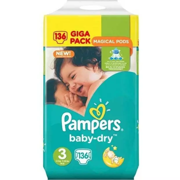 Pampers® Pampers Baby-Dry Maat 3 -136 Luiers 6 Pampers® Pampers Baby-Dry Maat 3 -136 Luiers - Afbeelding 4