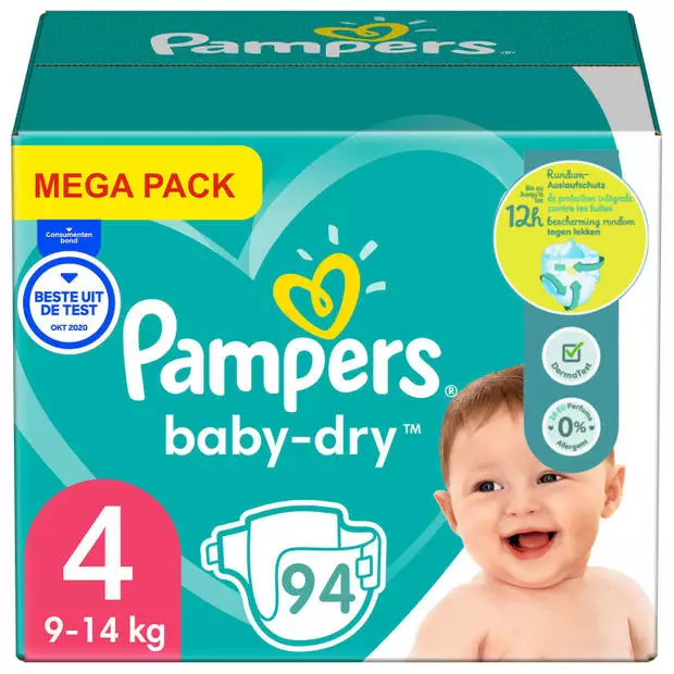 Pampers® Pampers - Baby Dry - Maat 4 - Mega Pack - 94 Luiers - 9/14 KG 4 Pampers® Pampers - Baby Dry - Maat 4 - Mega Pack - 94 Luiers - 9/14 KG - Afbeelding 2