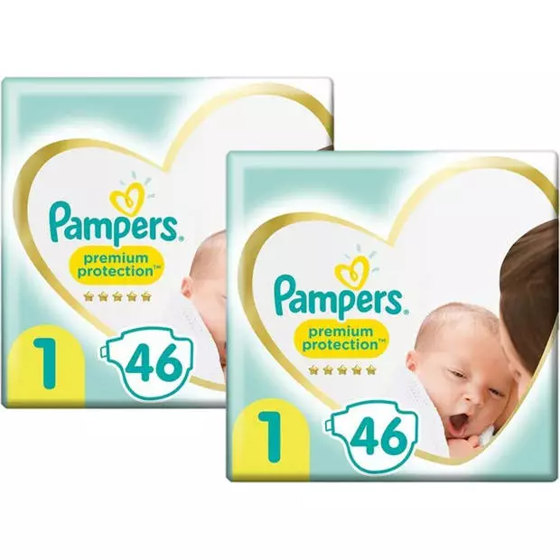 Pampers® Pampers - Premium Protection - Maat 1 - Mega Pack - 92 Luiers 4 Pampers® Pampers - Premium Protection - Maat 1 - Mega Pack - 92 Luiers - Afbeelding 2