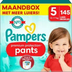 Pampers® Pampers - Premium Protection Pants - Maat 5 - Maandbox - 145 Stuks - 12/17 KG -Pampers Katoenen luiers Verkoopwinkel 3946983 0e5fab2c