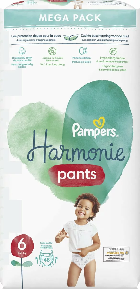 Pampers® Pampers Harmonie Pants Maat 6 (15kg+) - Mega Pack 2 X 48 Luierbroekjes 10 Pampers® Pampers Harmonie Pants Maat 6 (15kg+) - Mega Pack 2 X 48 Luierbroekjes - Afbeelding 8