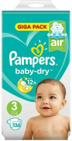 Pampers® Pampers Baby Dry Luiers - Maat 3 - 6 Tot 10kg -136 Stuks
