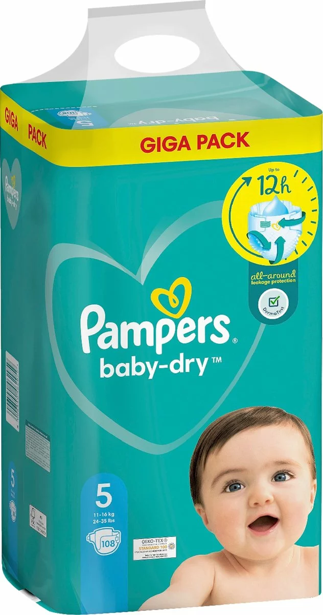 Pampers® Pampers - Baby Dry - Maat 5 - Mega Pack - 108 Luiers 3 Pampers® Pampers - Baby Dry - Maat 5 - Mega Pack - 108 Luiers